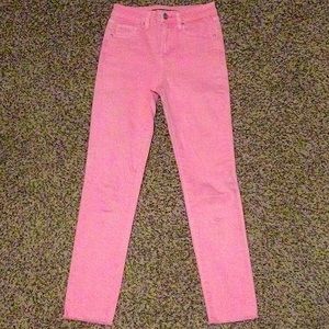 Pink jeans.
